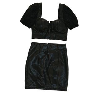 🔥Y2K Haute Monde Pleather Top Skirt Set